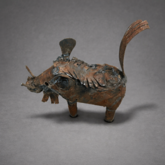 Skulptur Warzenschwein aus verzinktem Stahl - Sehr Klein (XS)