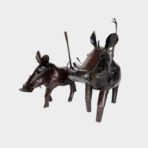 Warthog Sculpture made from Galvanised Steel - Family of Two (Medium)