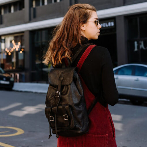 Rowdy Leather Rucksack - Colour Charcoal - Image 5