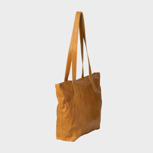 Rowdy Tote Leather Bag - Colour Amber - Image 4