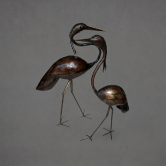 Skulptur Kranich aus verzinktem Stahl - 2er Set - Klein/Mittelgroß