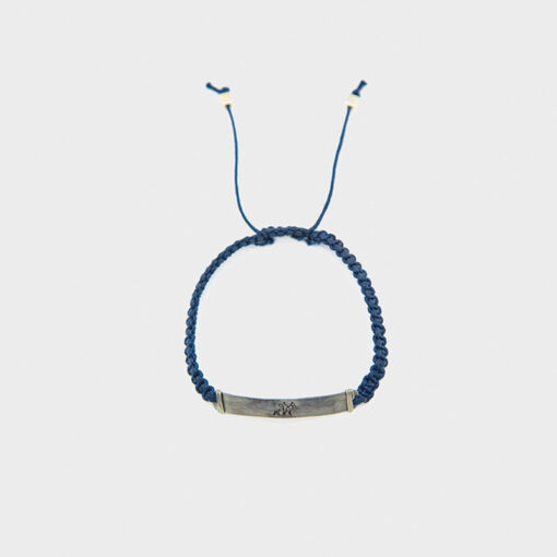 Mulberry Mongoose - Armband aus gehämmertem Schlingendraht in Navy Blau mit Elefantenprägung und Kordel (Damen)