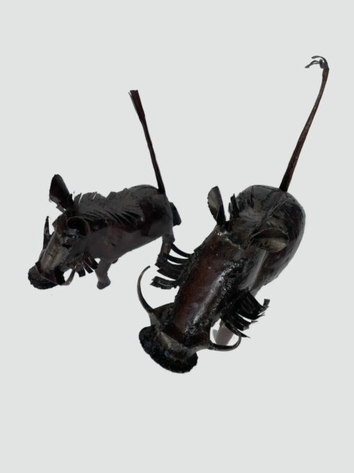 Warthog Sculpture made from Galvanised Steel - Family of Two (Medium) - Image 3