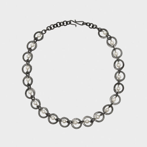 Mulberry Mongoose Snare Chain Necklace with White Pearls