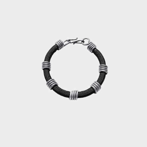 Mulberry Mongoose Snare Bracelet in Paracord Black (Men)