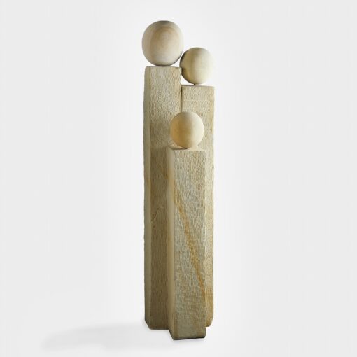 Stone Sculpture White Sandy Stone - Family of Three