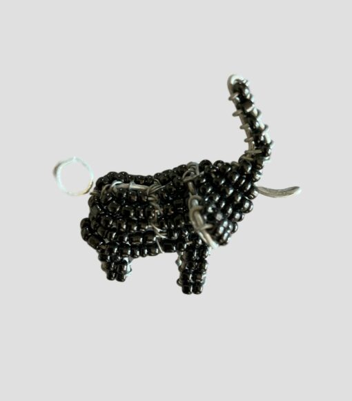 Beaded Elephant Keyring (black beads) - Image 2