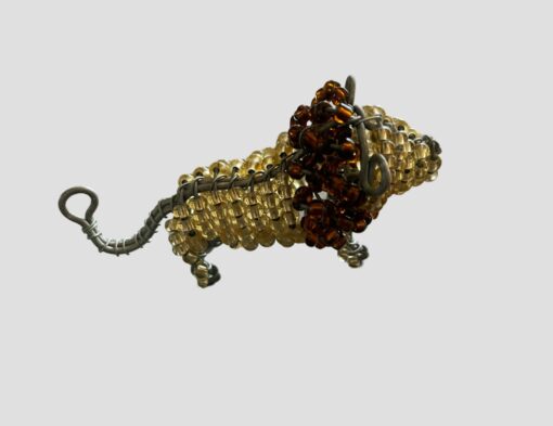 Beaded Lion Keyring (yellow & brown beads) - Image 2