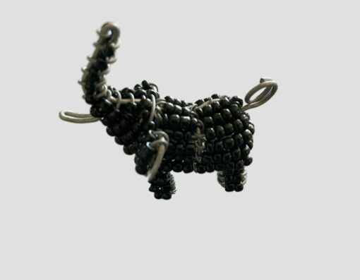 Beaded Elephant Keyring (black beads)