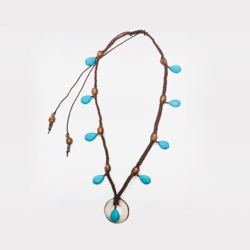 Vegetable Ivory, Ethiopian Copper & Turquoise Snare Necklace