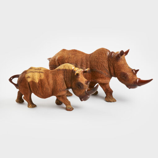 Rhino Wood Sculpture - Ironwood/Mahogany - Image 2