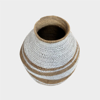 Alternative view of Bohero Basket Painted - White & Plain - (Zimbabwe) - Medium
