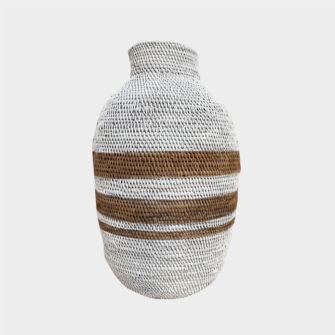 Bohero Korb Bemalt - Weiß & Naturfarben - (Simbabwe) - Medium