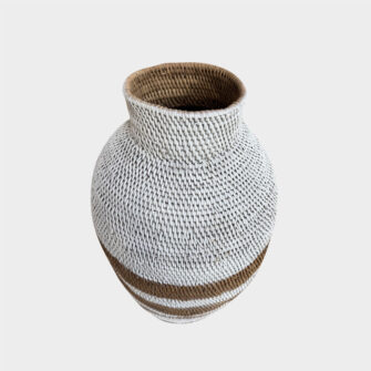 Alternative view of Bohero Korb Bemalt - Weiß & Naturfarben - (Simbabwe) - Medium