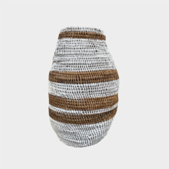 Bohero Korb Bemalt - Weiß & Naturfarben - (Simbabwe) - Medium