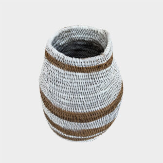 Alternative view of Bohero Korb Bemalt - Weiß & Naturfarben - (Simbabwe) - Medium