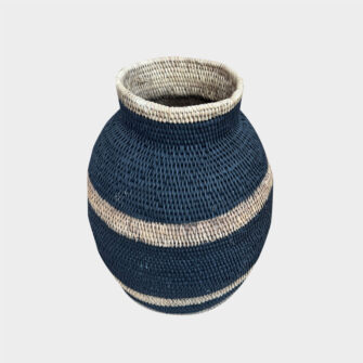 Alternative view of Bohero Basket Painted - Black & Plain - (Zimbabwe) - Medium
