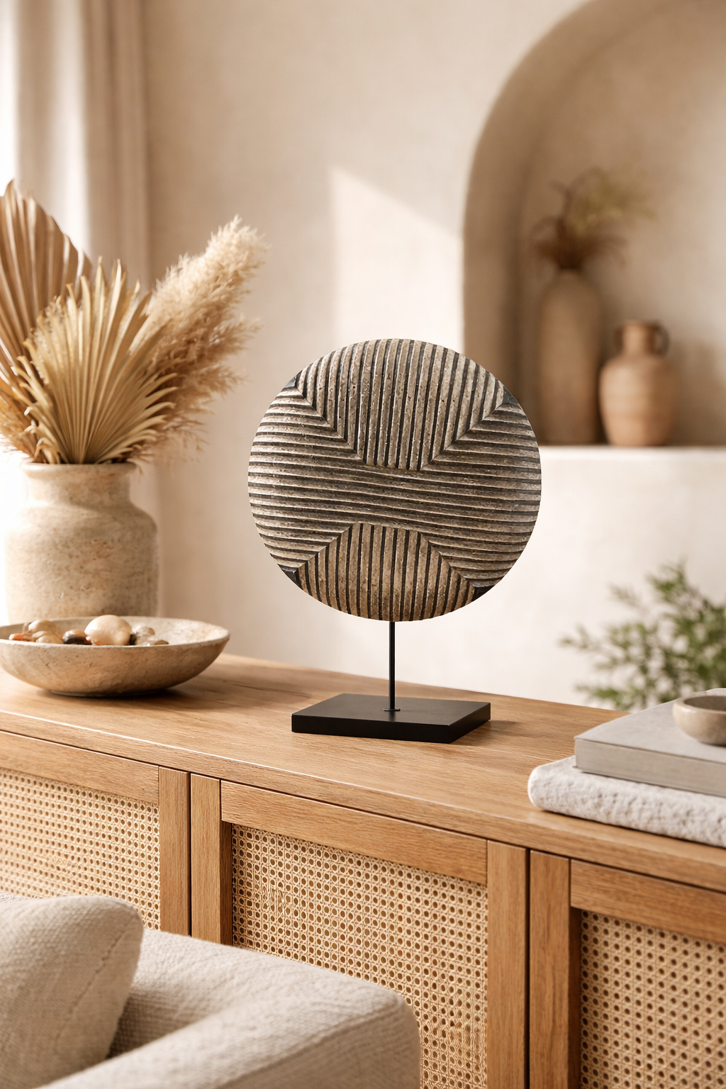 Shield Round - Concentric Vision Shield - (Cameroon) Carved/metal/paint - Large 2 Shield Round - Concentric Vision Shield - (Cameroon) Carved/metal/paint - Large - Image 2