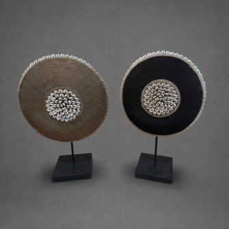 Shield Beaded Round - Gold with Cowrie Shells - (Cameroon) - Small 5 Generated with Kive.ai kive image 3