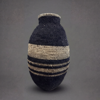 Bohero Korb Bemalt - Schwarz & Naturfarben - (Simbabwe) - XXL