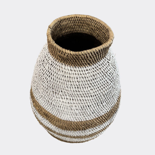 Bohero Basket Painted - White & Plain - (Zimbabwe) - Small - Image 2