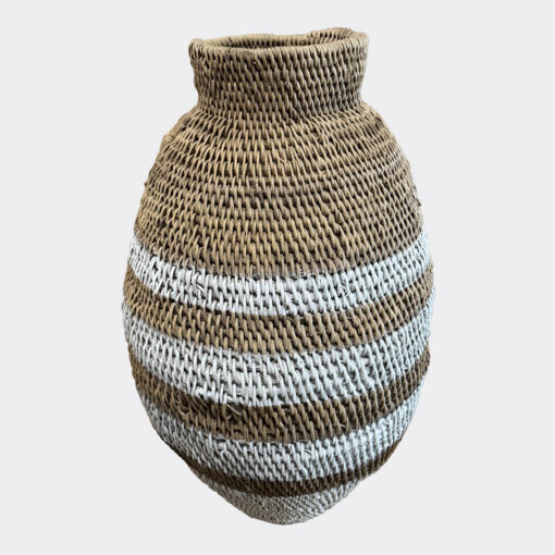 Bohero Basket Painted - Plain & White - (Zimbabwe) - Medium