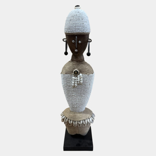 Namji Doll with white Dress & beige Skirt (Cameroon) - Medium