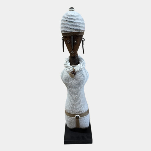 Namji Doll with white Dress & beaded necklace (Cameroon) - Medium