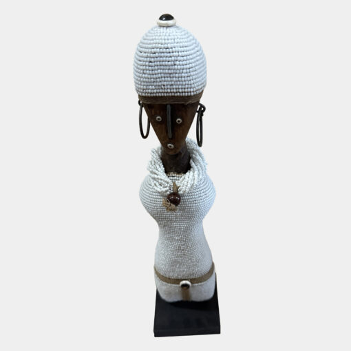 Namji Doll with white Dress & beaded necklace (Cameroon) - Medium - Image 2