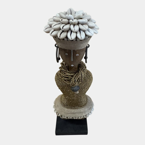 Namji Doll with golden Dress & Cowrie Shell Hair (Cameroon) - Small - Image 2
