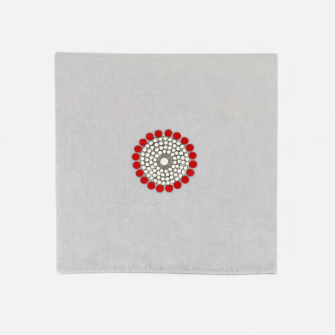 Kissenbezug mit Perlen bestickt - Beige mit rotem Ornament 4 04A67125 CC5E 4B20 B5E2 058806FC65CC