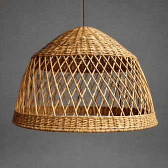 Leuchte / Lampenschirm – Offene Webart – Diamantgeflochtene Kuppelform – (Malawi)