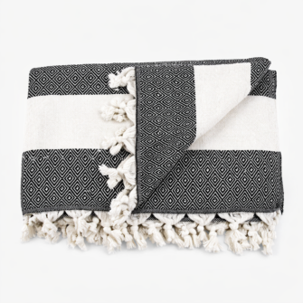 berwurf aus 100 % Organischer Baumwolle - (Grau/Wei)