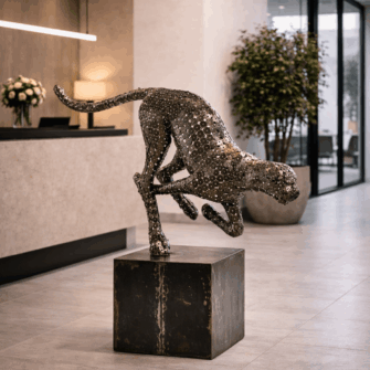 Skulptur Leopard - mit Sockel - aus Stahlmuttern 5 5429AB00 BDB2 4517 86C0 16C2AFBD2FF5