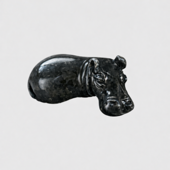 Steinskulptur "Nilpferd" - Schwarz (XS)