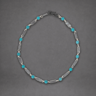 Mulberry Mongoose - Halskette aus Türkisfarbenen Schlingendrahtgliedern