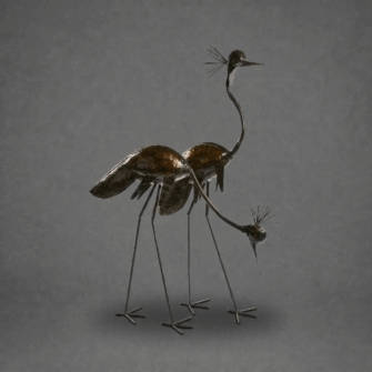 Skulptur Kronenkranich aus verzinktem Stahl - 2er Set - Mittelgroß (M)
