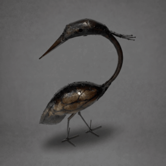 Skulptur Kranich aus verzinktem Stahl - Blick nach unten gerichtet - Klein/Mittelgroß
