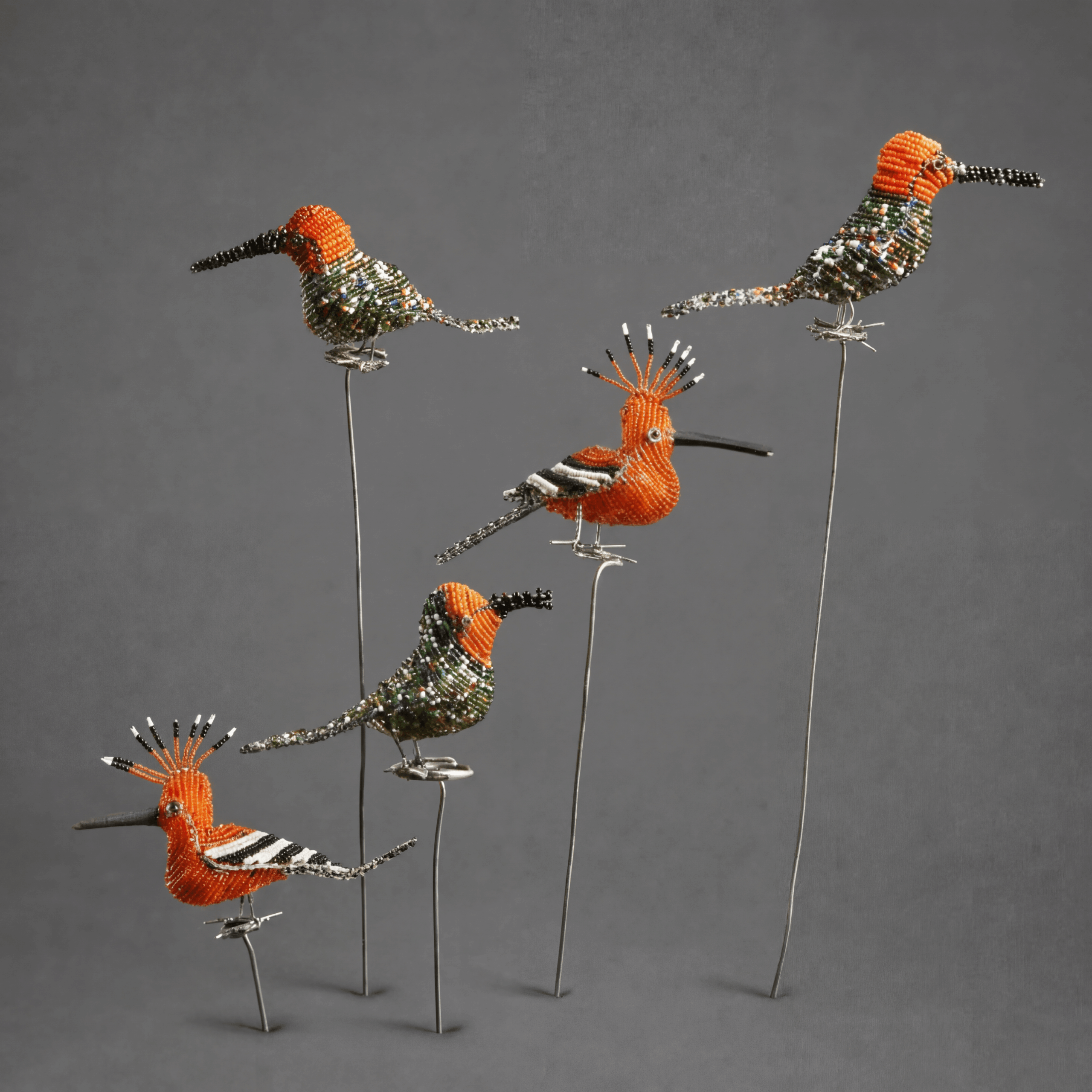 Perlenhandwerk - Afrikanischer Wiedehopf auf Stab (Einzelstck) - Klein 1 Perlenhandwerk - Afrikanischer Wiedehopf auf Stab (Einzelstck) - Klein