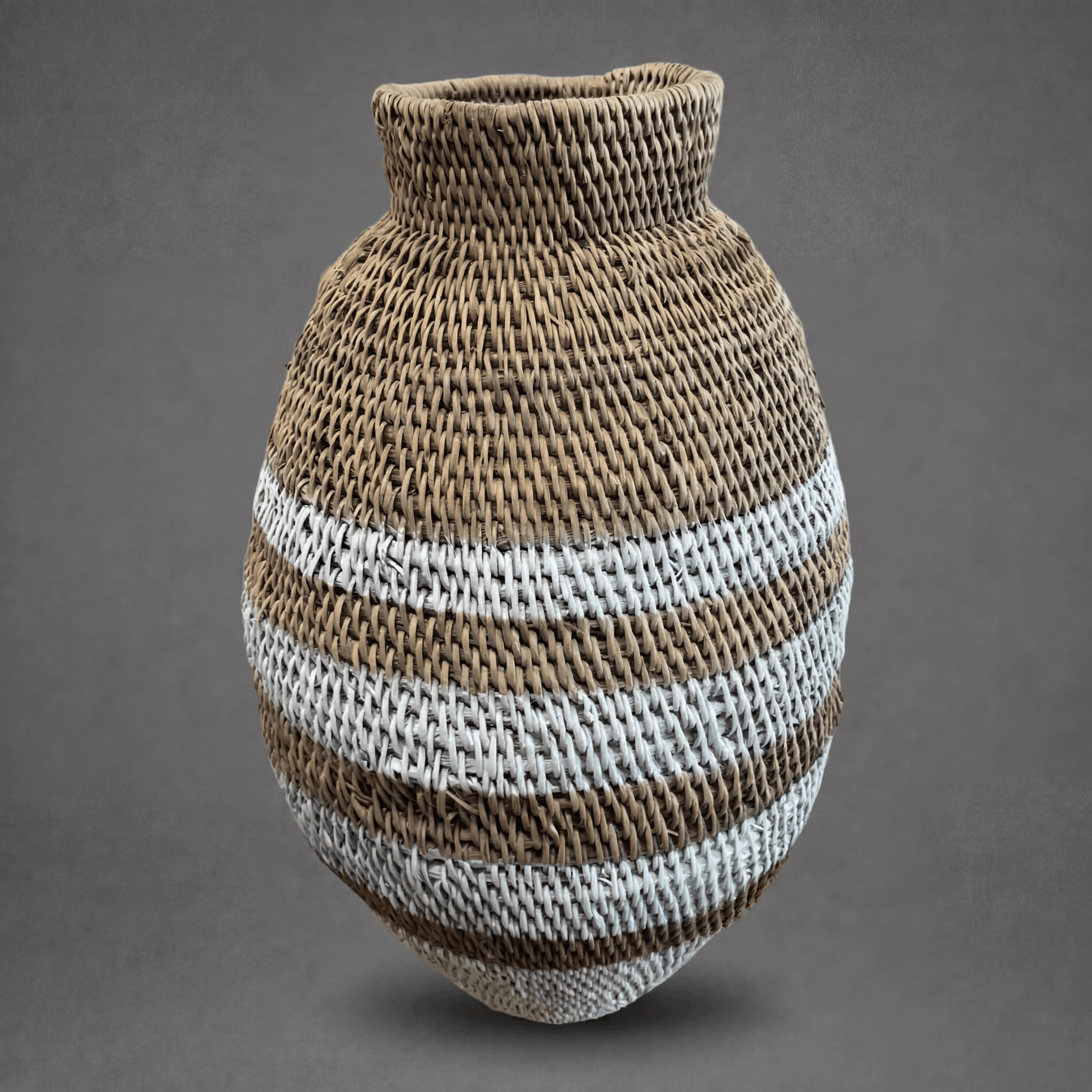 Bohero Korb Bemalt - Naturfarben & Weiß - (Simbabwe) - M 1 Bohero Korb Bemalt - Naturfarben & Weiß - (Simbabwe) - M