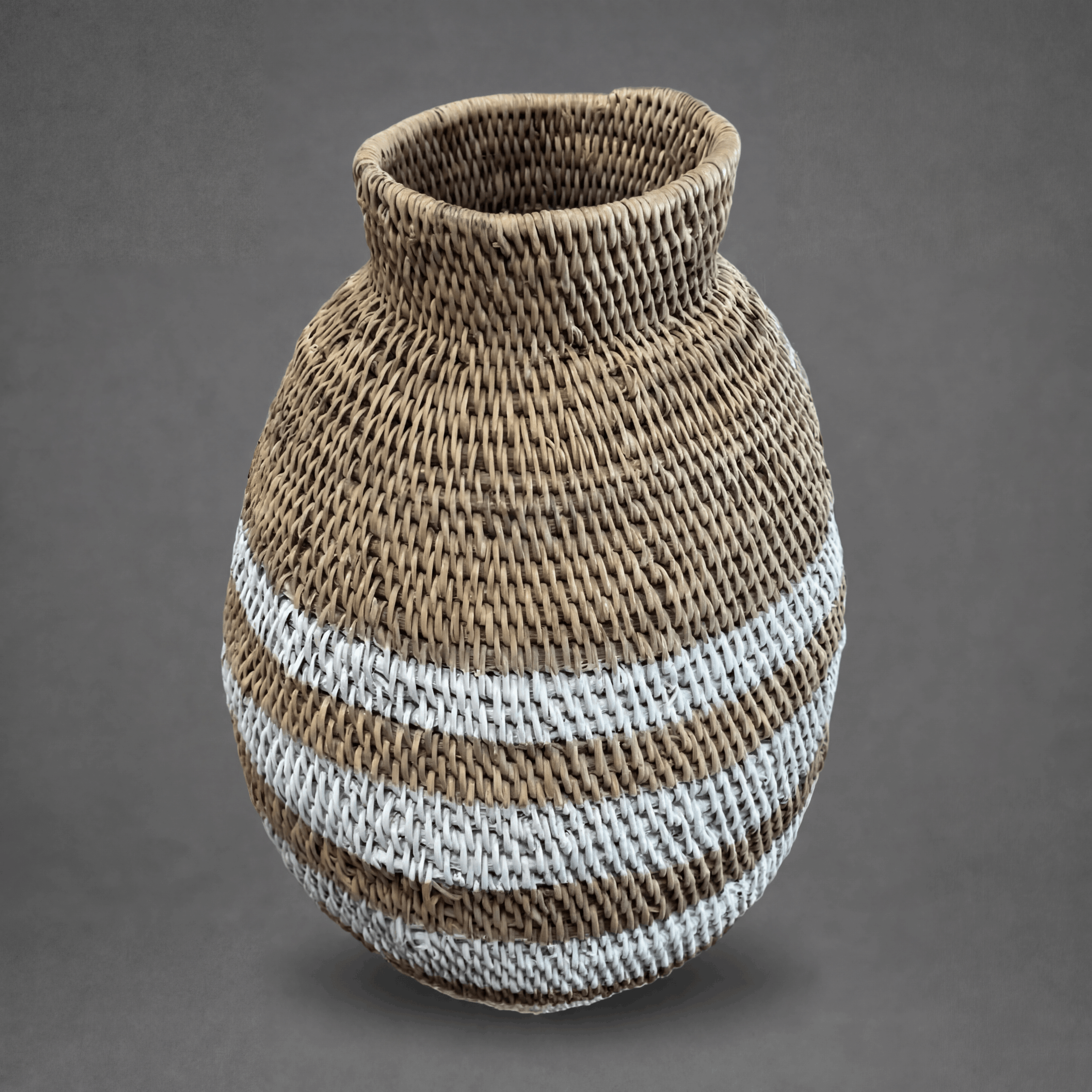 Bohero Korb Bemalt - Naturfarben & Weiß - (Simbabwe) - M 2 Bohero Korb Bemalt - Naturfarben & Weiß - (Simbabwe) - M – Bild 2