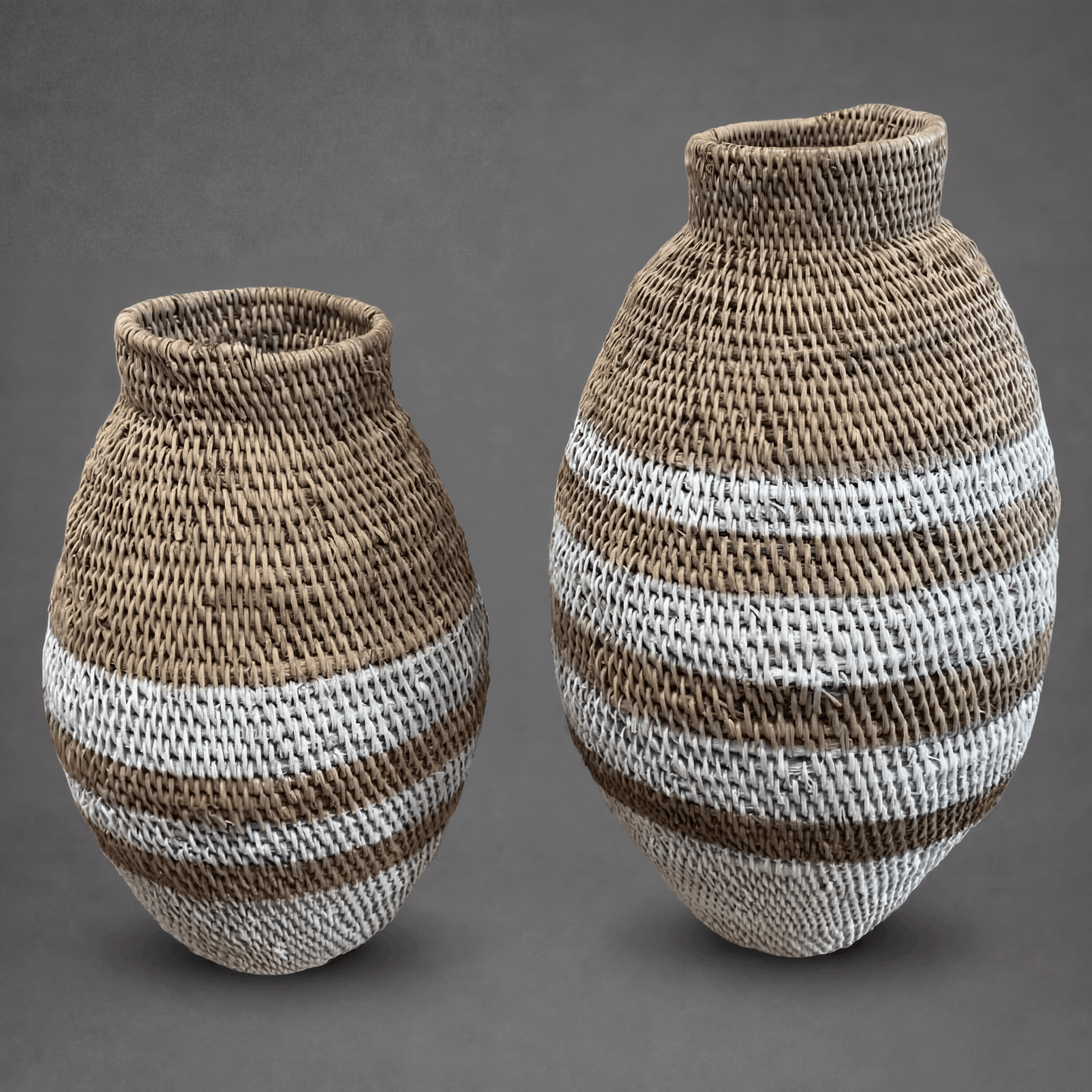 Bohero Korb Bemalt - Naturfarben & Weiß - (Simbabwe) - M 3 Bohero Korb Bemalt - Naturfarben & Weiß - (Simbabwe) - M – Bild 3