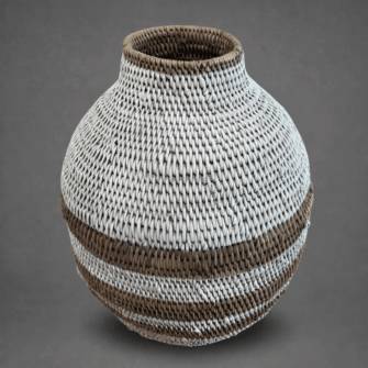 Bohero Korb Bemalt - Weiß & Naturfarben - (Simbabwe) - Large