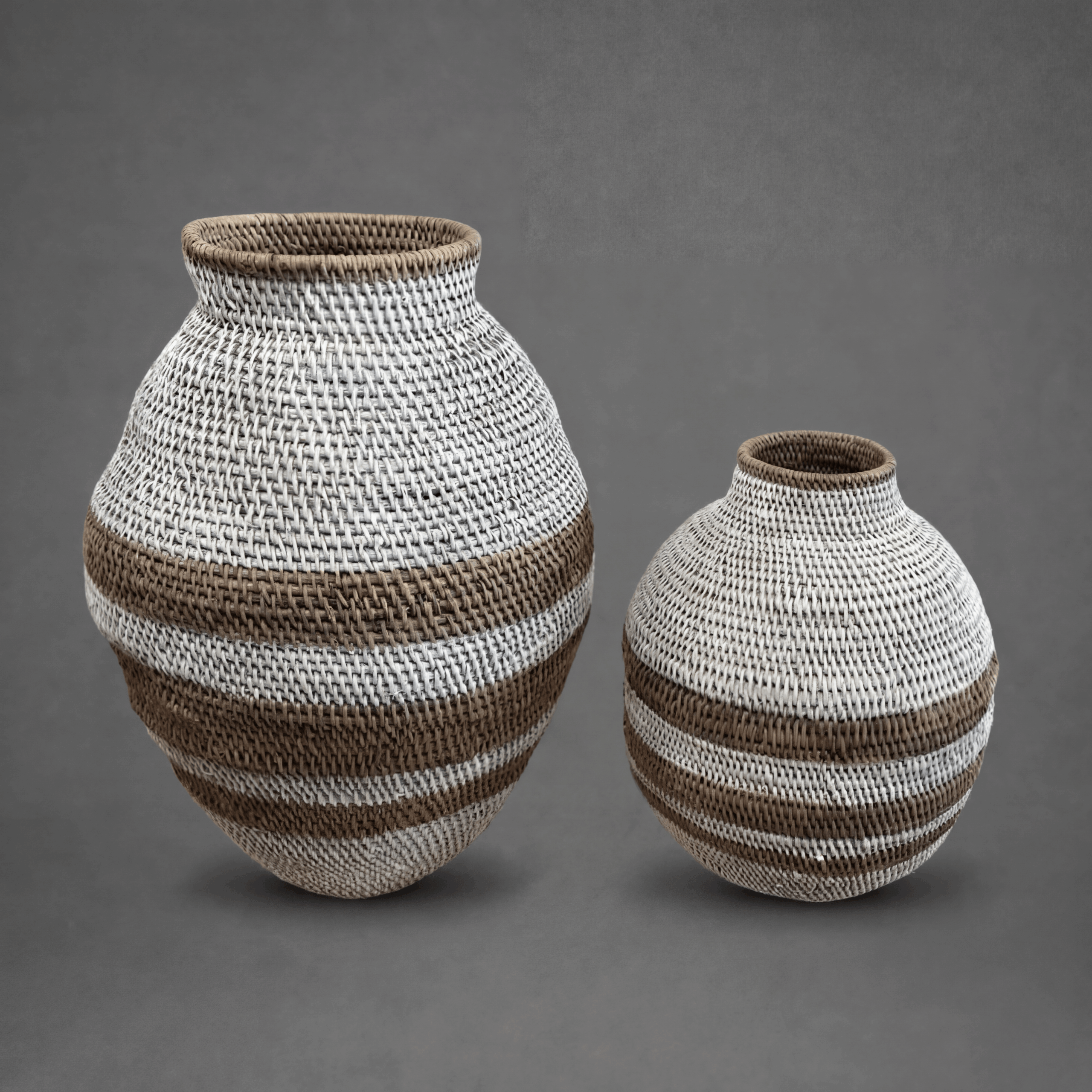 Bohero Korb Bemalt - Weiß & Naturfarben - (Simbabwe) - L 2 Bohero Korb Bemalt - Weiß & Naturfarben - (Simbabwe) - L – Bild 2