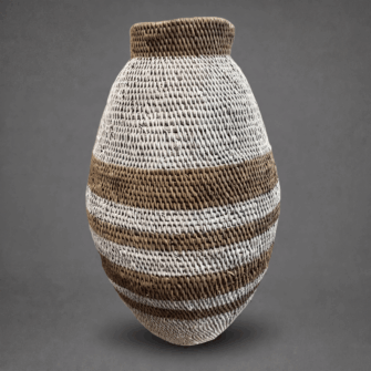 Bohero Korb Bemalt - Weiß & Naturfarben - (Simbabwe) - Small