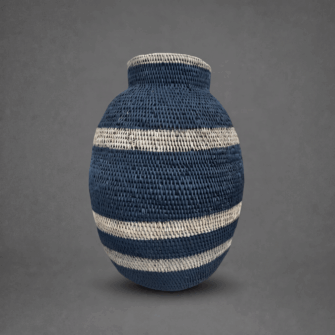 Bohero Korb Bemalt – Schwarz & Naturfarben – (Simbabwe) – L