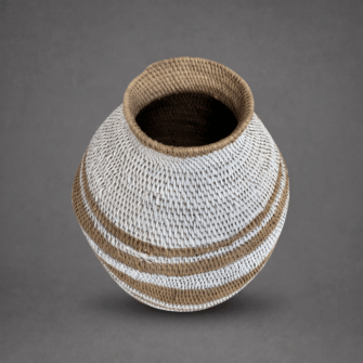 Bohero Korb Bemalt - Weiß & Naturfarben - (Simbabwe) - M 3 Generated with Kive.ai kive image 2 Kopie 77