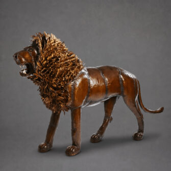 Skulptur Brüllender Löwe mit Mähne aus verzinktem Stahl - Sehr Groß (XL)