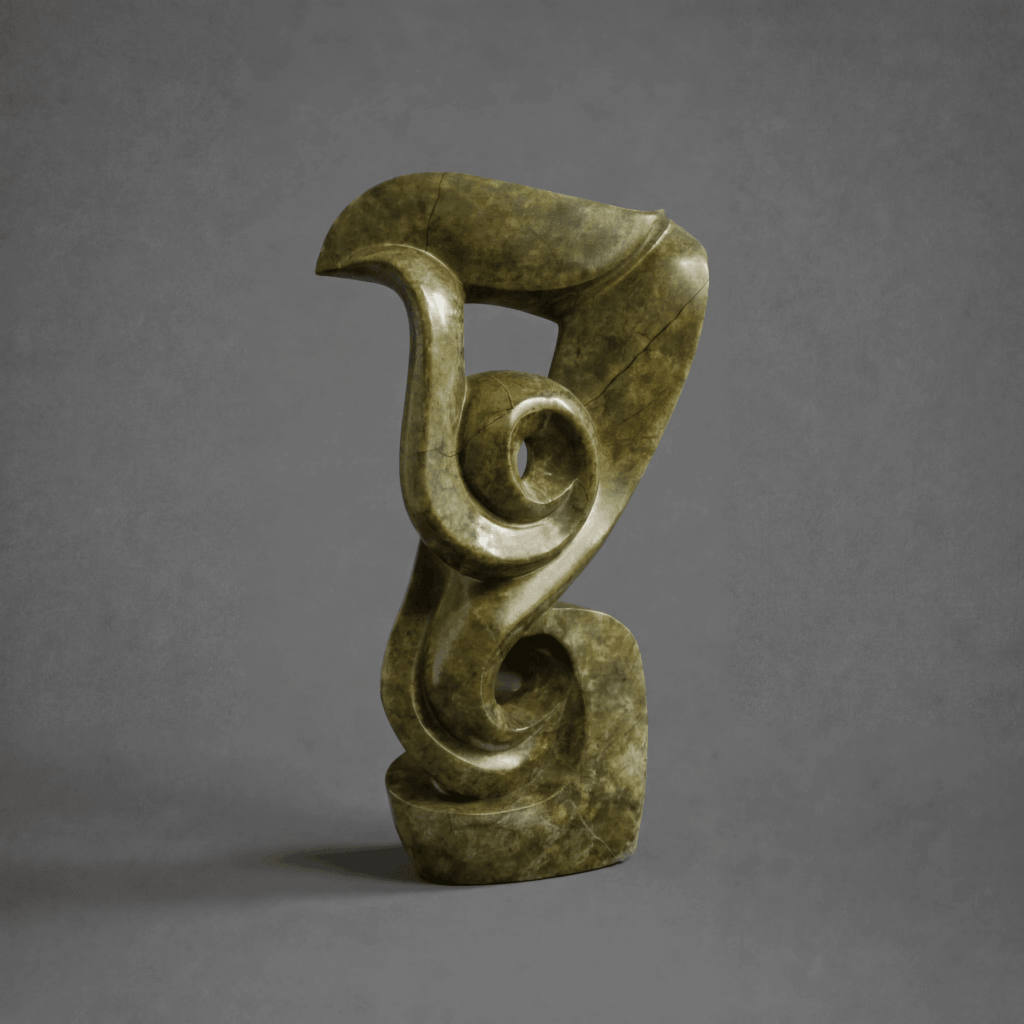 Steinskulptur „Blooming Life Flower“ – Brauner Sandstein