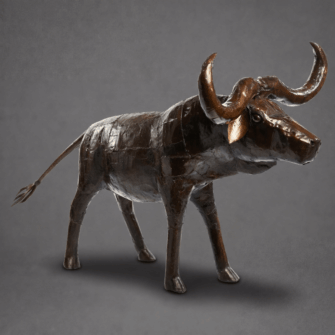 Skulptur Büffel (Kantenform) aus verzinktem Stahl - Groß (L)